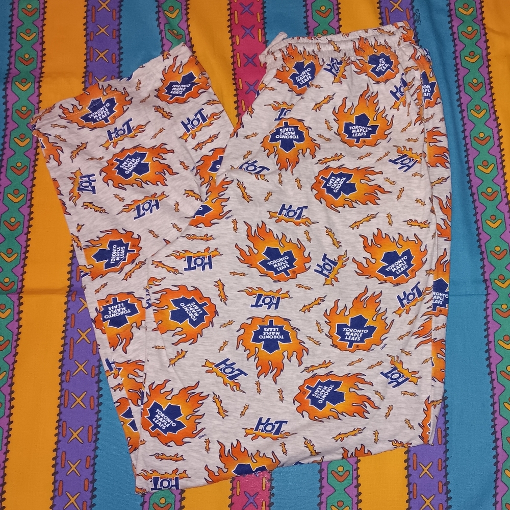90s Toronto Maple Leafs All Over Print Lounge Pants Vintage Hockey Jersey NHL